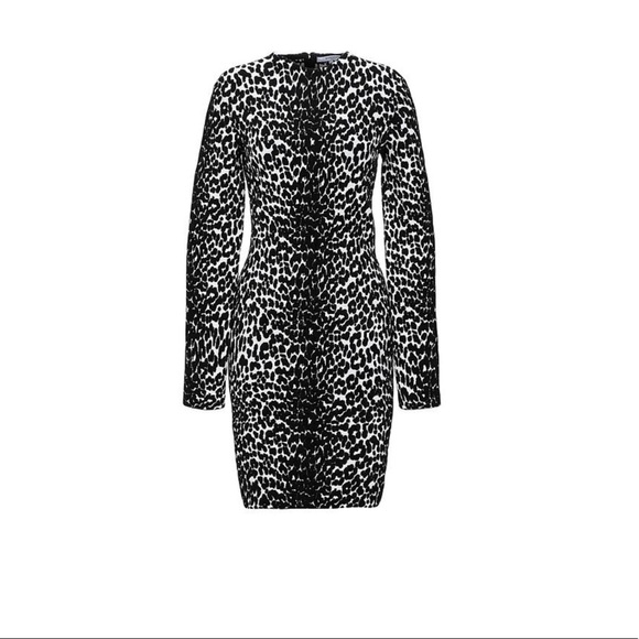 Givenchy Leopard Jacquard Print Long Sleeve Bodycon Dress Size M - Picture 5 of 5